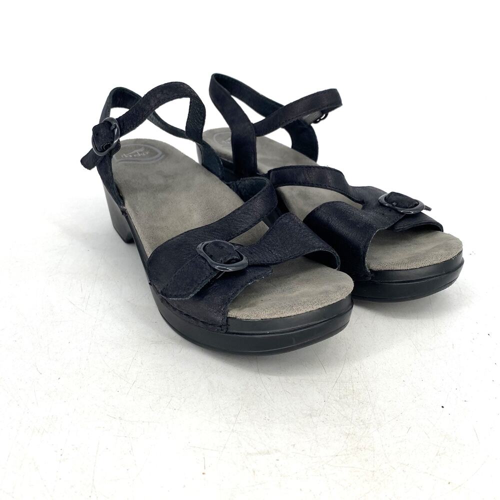 Dansko Slingback Open Toe Black Leather Comfort Sandal Women's Size EU 40